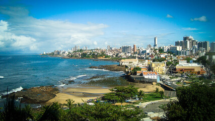 Naklejka na ściany i meble Coastline and skyline of Salvador, Bahia, Brazil