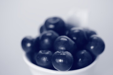 fresh blueberries in a bowl macro clsoe up on white background