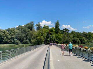 Landscape of the Lake Constance by the Mainau Island (Flower Island Mainau on the Lake Constance or...