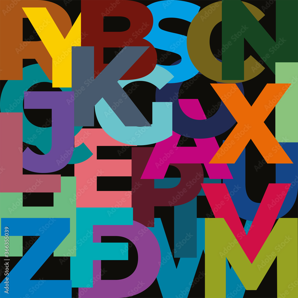 Fototapete background or pattern of letters. letters of different colors