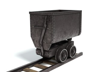 3d illustration of an old mining cart