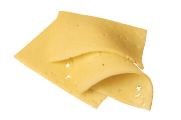 Pieces of cheese isolated on white background