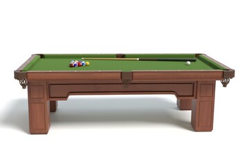 3d illustration of a pool table