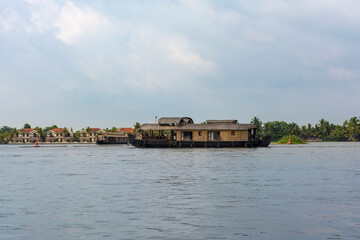 Fototapeta na wymiar Houseboat in the backwater of Alleppey, Kerala