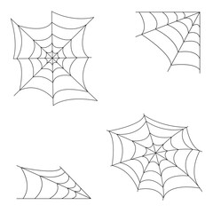 Creepy spider web over white background. The black web.