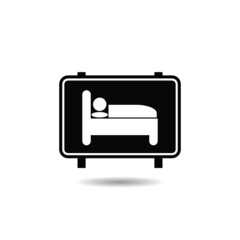 Bed icon sign with shadow