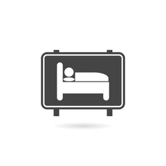 Bed icon sign with shadow