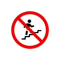 vector illusion icon of prohibited Walk on stairs with red circle on glyph icon