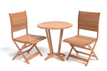 3d illustration of a bistro table and chairs.