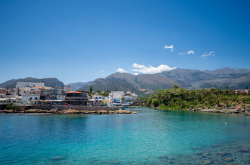 Fototapeta premium View of the port of the traditional seaside village of Sisi in Crete.