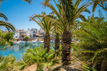 Fototapeta premium View of the port of the traditional seaside village of Sisi in Crete.