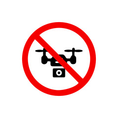 vector illusion icon of prohibited Drone with red circle on glyph icon