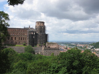 Heidelberger Schloss mit Gerüst