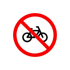 vector illusion icon of prohibited Bicycle with red circle on glyph icon