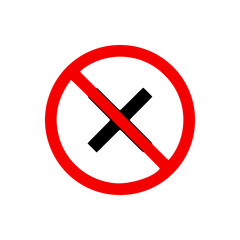 vector illusion icon of prohibited Cross with red circle on glyph icon