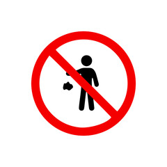 vector illusion icon of prohibited Drop waste with red circle on glyph icon