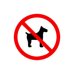 vector illusion icon of prohibited Stand dog with red circle on glyph icon