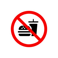 vector illusion icon of prohibited Fast food with red circle on glyph icon