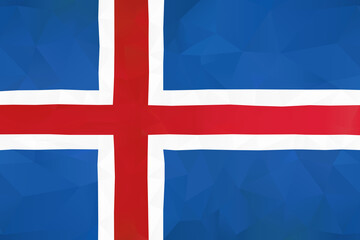 Low Poly Triangle Blue White Red Flag of Iceland 