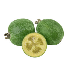 Feijoa isolated on a white background close-up.