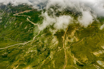 Transalpina Bergstrasse in Rumänien aus der Luft