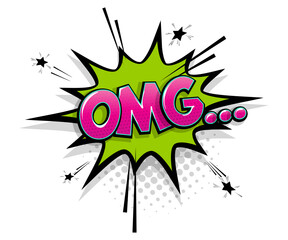 Comic omg text speech bubble pop art style