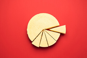 Sliced cheesecake. Homemade classic cheesecake slices. Christmas dessert