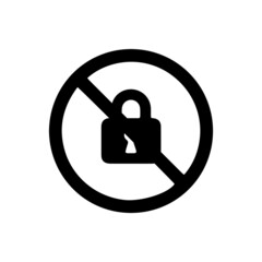 vector illusion icon of prohibited Lock with black circle on glyph icon