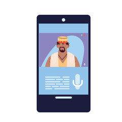 black man in smartphone in video chat vector design