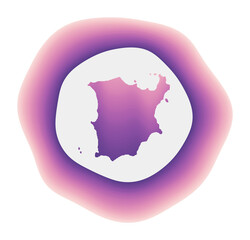 Fototapeta na wymiar Ko Samui icon. Colorful gradient logo of the island. Purple red Ko Samui rounded sign with map for your design. Vector illustration.