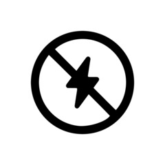 Obraz premium vector illusion icon of prohibited Electricity with black circle on glyph icon