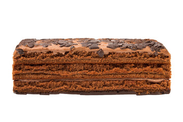 Chocolate cake, biscuit, isolated on white background