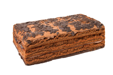 Chocolate cake, biscuit, isolated on white background