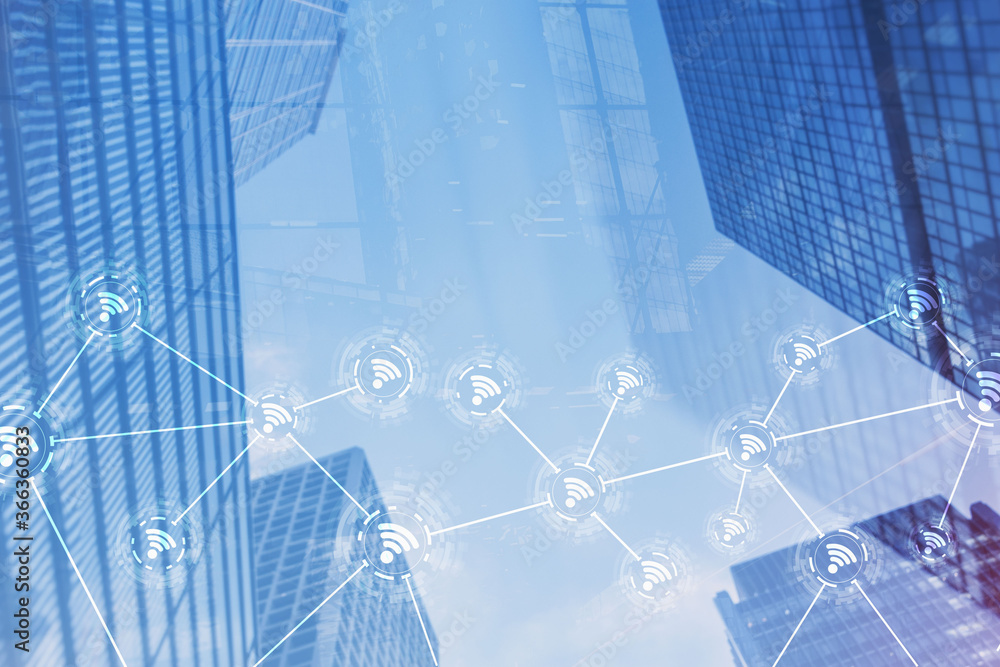 Poster wireless network connection concept 2021 year