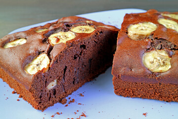 Texture of Fresh Baked Flavorful Homemade Wholemeal Chocolate Banana Olive Oil Cake