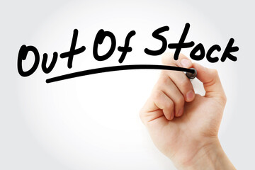 Out Of Stock text with marker, business concept background