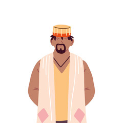 black man cartoon with traditional cloth vector design