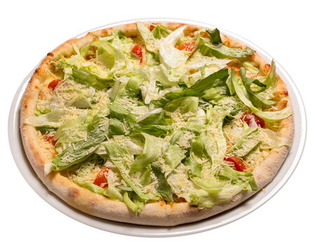 Caesar pizza. Isolated image on white background.