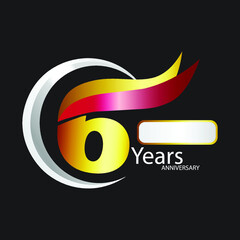 6th. Illustration of Celebration Design. Vector Celebration of the 6th Anniversary of the Celebration.