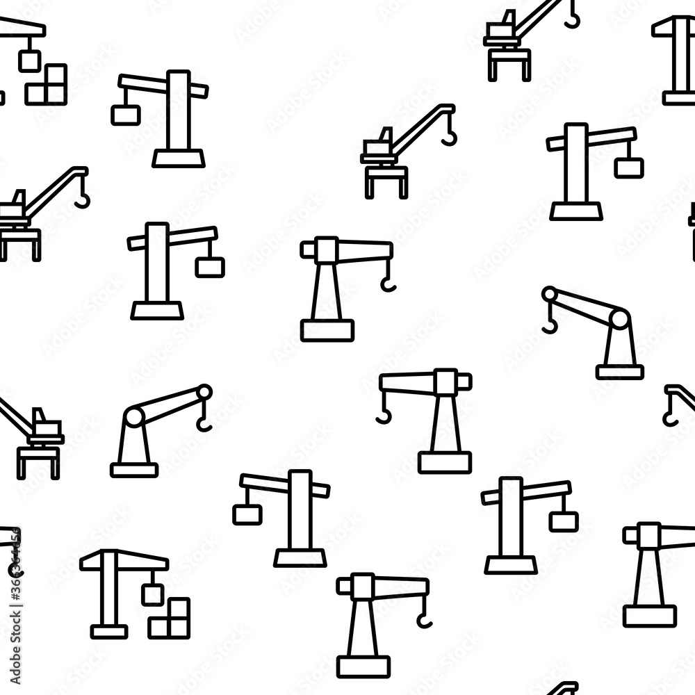Aufkleber crane building machine vector seamless pattern thin line illustration