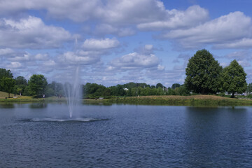 People enjoying a park and sailing on the water