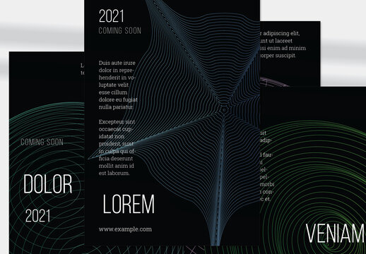 Flyer Layout with Abstract Green Wireframe Shapes