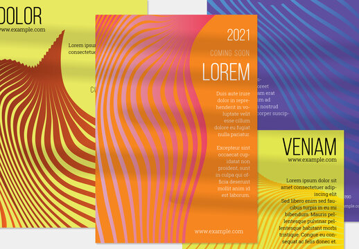 Flyer Layout with Abstract Yellow Wireframe Shapes