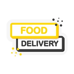 Flat banner with FOOD DELIVERY speech bubble. Banner for business, marketing and advertising on white background. Vector