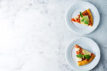 Pizza Margarita with tomato sauce and Mozzarella cheese