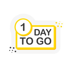 Yellow number one day to go countdown template on white background. Flat design. Vector