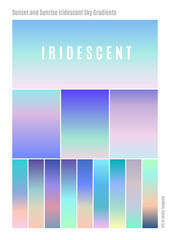 Set of Iridescent Colorful Sky Gradient with Realistic Holographic Effect..