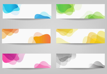 Banner Set With Colorful Blobs With Gradient Mesh, Vector Illustration