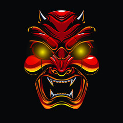 devil samurai  mask illustration