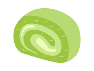カットされた抹茶ロールケーキのイラスト